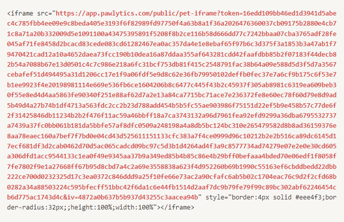 example iframe code with link in red